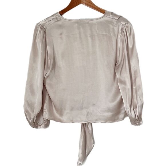 Zara Satin Effect Front Tie Knot Button Up Crop Top - Picture 4 of 9